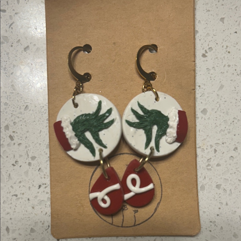 The Grinch Festive Green and Red Earrings
